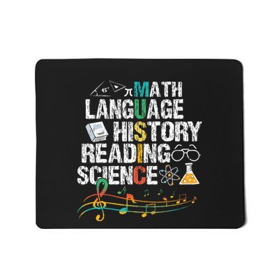 Music Math Language History Reading Science Mousepad