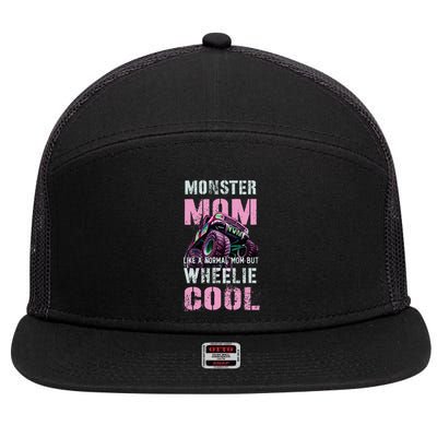 Monster Mom Like Normal Mama But Wheelie Cool 7 Panel Mesh Trucker Snapback Hat