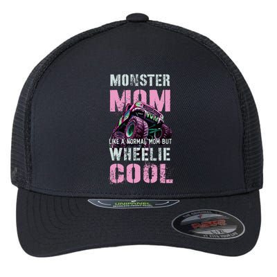 Monster Mom Like Normal Mama But Wheelie Cool Flexfit Unipanel Trucker Cap