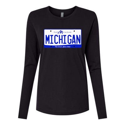 Michigan MI License Plate Classic Womens Cotton Relaxed Long Sleeve T-Shirt