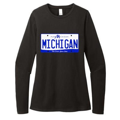 Michigan MI License Plate Classic Womens CVC Long Sleeve Shirt