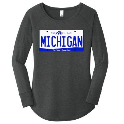 Michigan MI License Plate Classic Women's Perfect Tri Tunic Long Sleeve Shirt