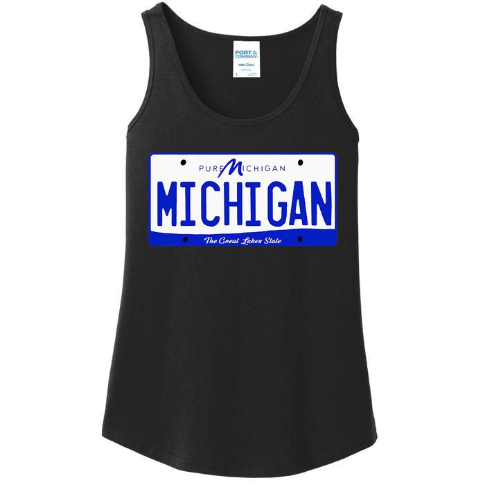 Michigan MI License Plate Classic Ladies Essential Tank