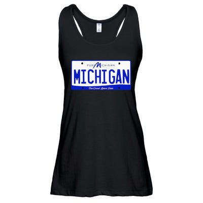 Michigan MI License Plate Classic Ladies Essential Flowy Tank