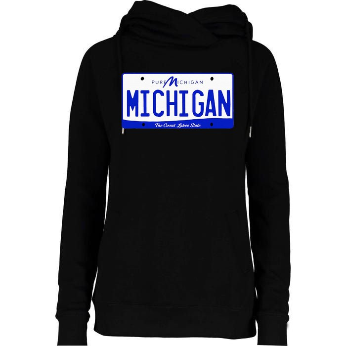 Michigan MI License Plate Classic Womens Funnel Neck Pullover Hood