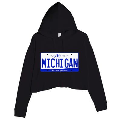 Michigan MI License Plate Classic Crop Fleece Hoodie