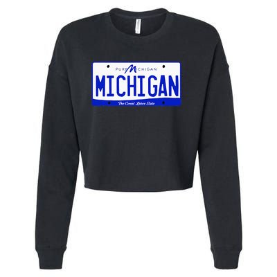 Michigan MI License Plate Classic Cropped Pullover Crew