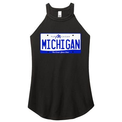 Michigan MI License Plate Classic Women's Perfect Tri Rocker Tank