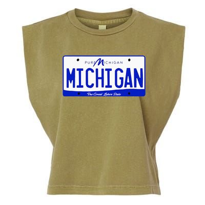 Michigan MI License Plate Classic Garment-Dyed Women's Muscle Tee