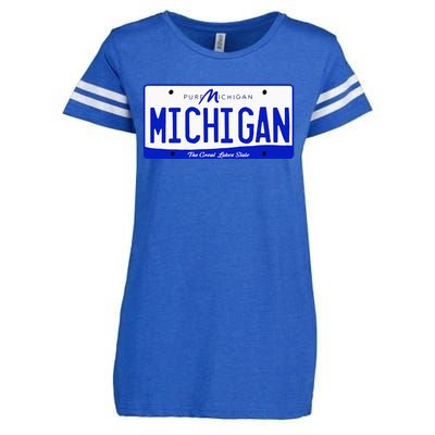 Michigan MI License Plate Classic Enza Ladies Jersey Football T-Shirt