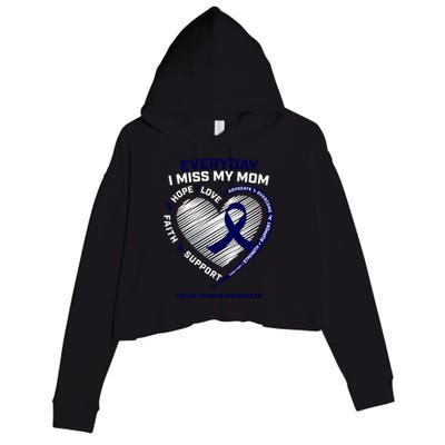 Miss My Loving Memory Mom Colon Cancer Awareness Gift Crop Fleece Hoodie