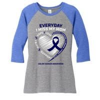 Miss My Loving Memory Mom Colon Cancer Awareness Gift Women's Tri-Blend 3/4-Sleeve Raglan Shirt