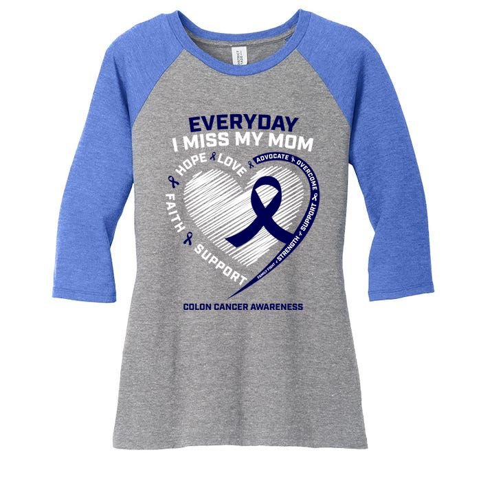 Miss My Loving Memory Mom Colon Cancer Awareness Gift Women's Tri-Blend 3/4-Sleeve Raglan Shirt