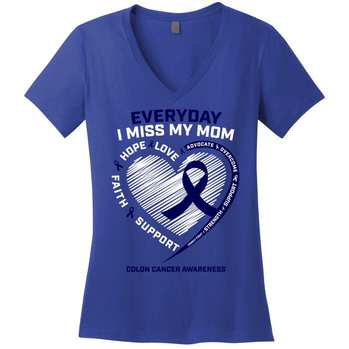 Miss My Loving Memory Mom Colon Cancer Awareness Gift Women's V-Neck T-Shirt