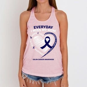 Miss My Loving Memory Mom Colon Cancer Awareness Gift Women's Knotted Racerback Tank