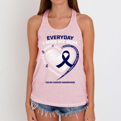 Miss My Loving Memory Mom Colon Cancer Awareness Gift Women's Knotted Racerback Tank