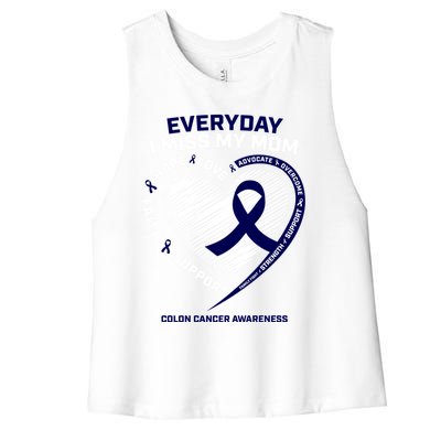 Miss My Loving Memory Mom Colon Cancer Awareness Gift Women's Racerback Cropped Tank