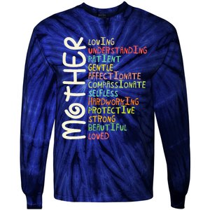 Mother Meaning Love Mom Mothers Day Tie-Dye Long Sleeve Shirt