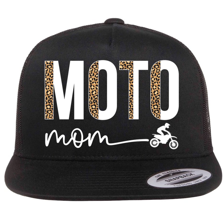 Moto Mom Leopard Motocross Mom Motocross Mother Cool Gift Flat Bill Trucker Hat