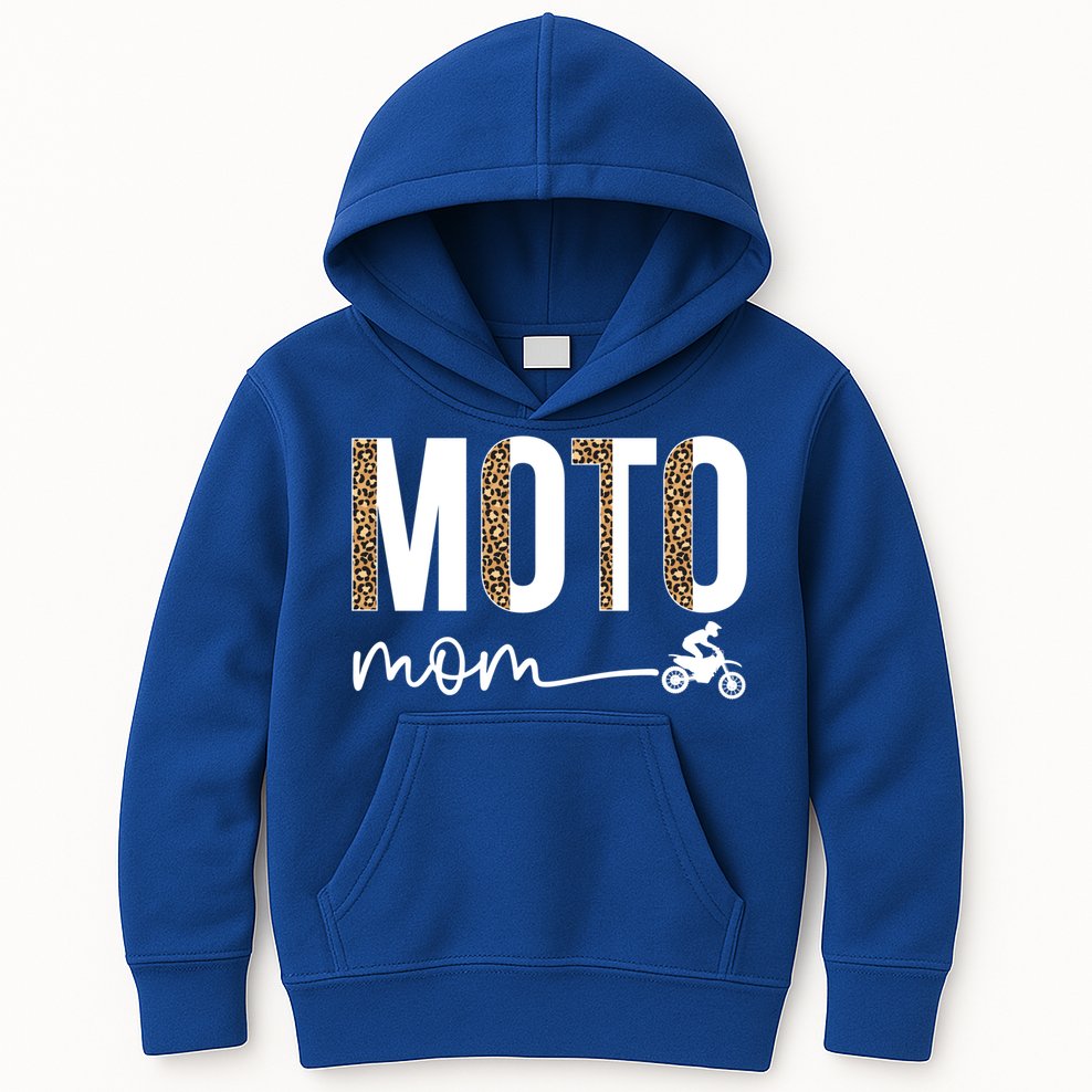 Moto Mom Leopard Motocross Mom Motocross Mother Cool Gift Kids Hoodie