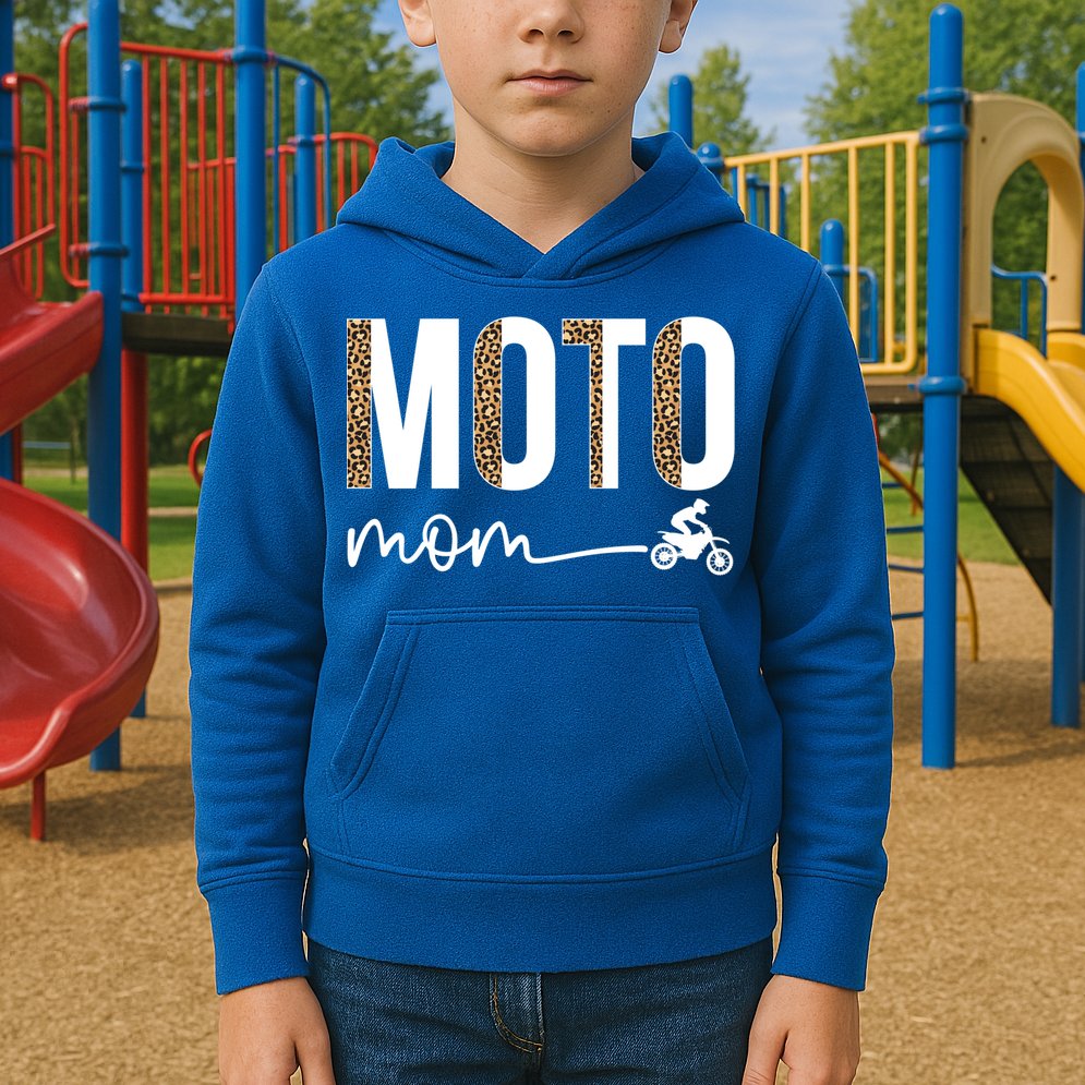 Moto Mom Leopard Motocross Mom Motocross Mother Cool Gift Kids Hoodie
