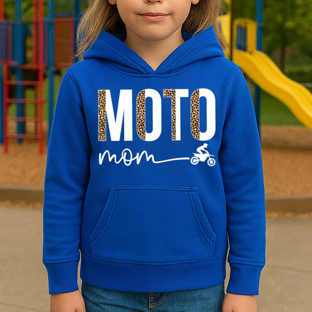 Moto Mom Leopard Motocross Mom Motocross Mother Cool Gift Kids Hoodie