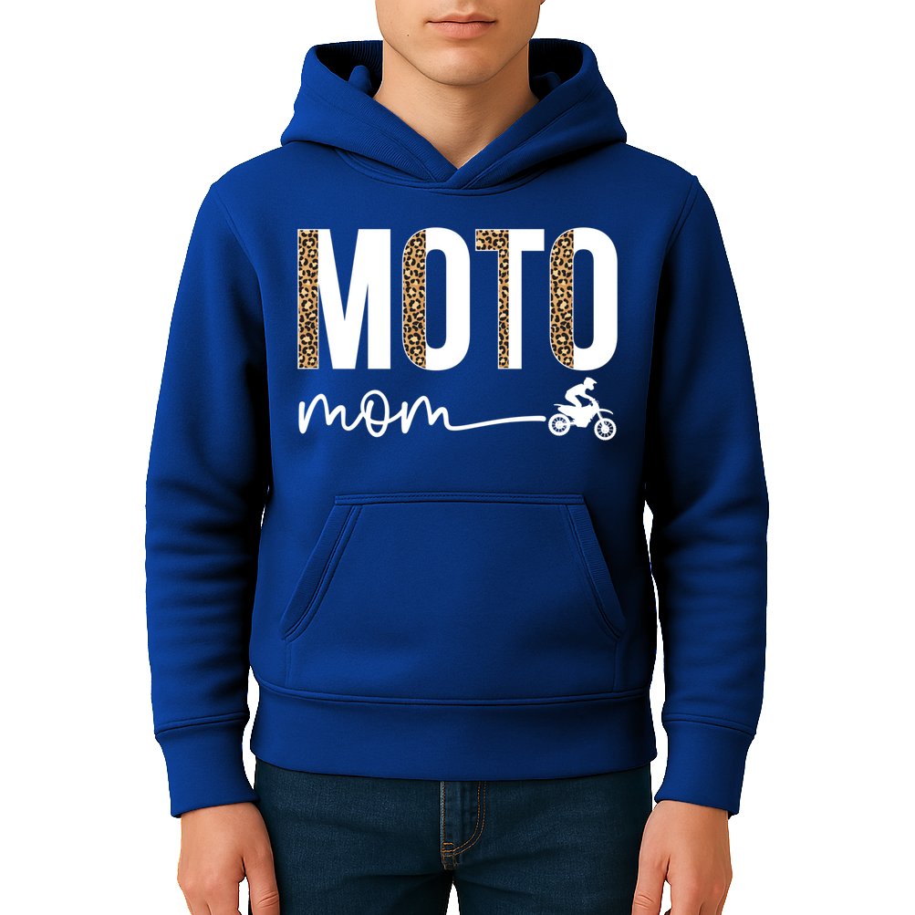 Moto Mom Leopard Motocross Mom Motocross Mother Cool Gift Kids Hoodie