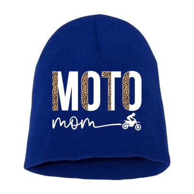 Moto Mom Leopard Motocross Mom Motocross Mother Cool Gift Short Acrylic Beanie