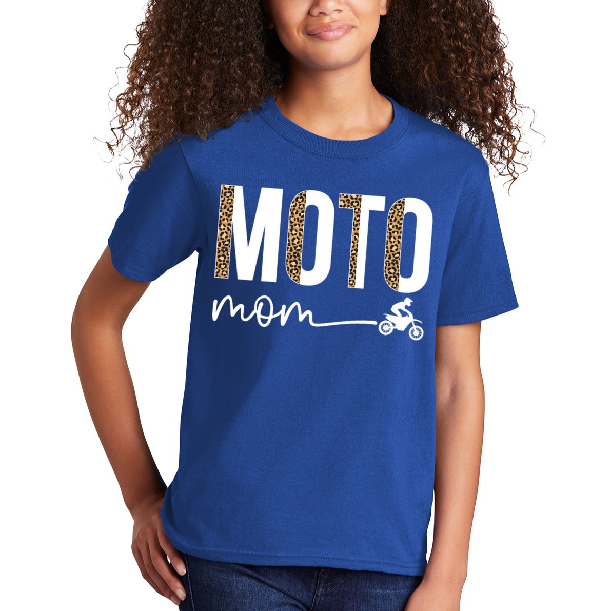 Moto Mom Leopard Motocross Mom Motocross Mother Cool Gift Kids T-Shirt