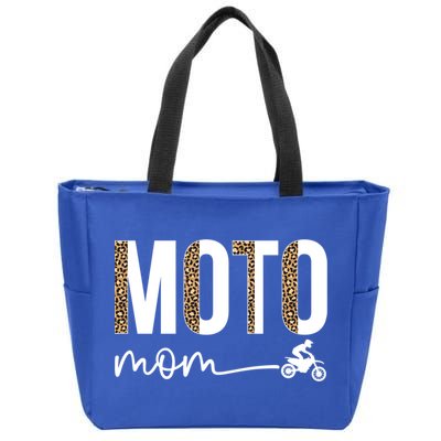 Moto Mom Leopard Motocross Mom Motocross Mother Cool Gift Zip Tote Bag
