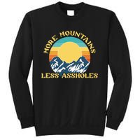 More Mountains Less Assholes Vintage Sunset Hiking Camping Sweatshirt