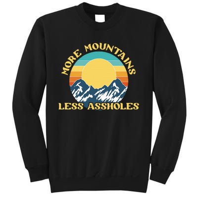 More Mountains Less Assholes Vintage Sunset Hiking Camping Sweatshirt