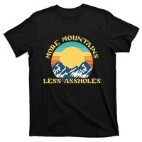 More Mountains Less Assholes Vintage Sunset Hiking Camping T-Shirt