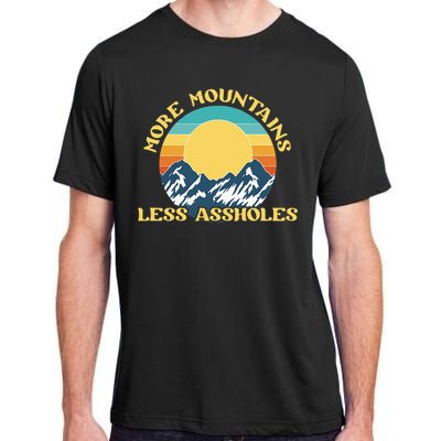 More Mountains Less Assholes Vintage Sunset Hiking Camping Adult ChromaSoft Performance T-Shirt