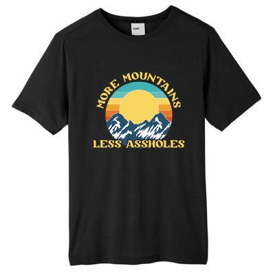 More Mountains Less Assholes Vintage Sunset Hiking Camping Tall Fusion ChromaSoft Performance T-Shirt