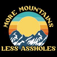 More Mountains Less Assholes Vintage Sunset Hiking Camping Bucket Hat