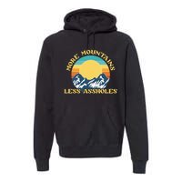 More Mountains Less Assholes Vintage Sunset Hiking Camping Premium Hoodie