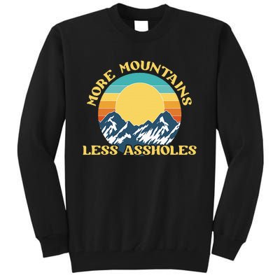 More Mountains Less Assholes Vintage Sunset Hiking Camping Tall Sweatshirt