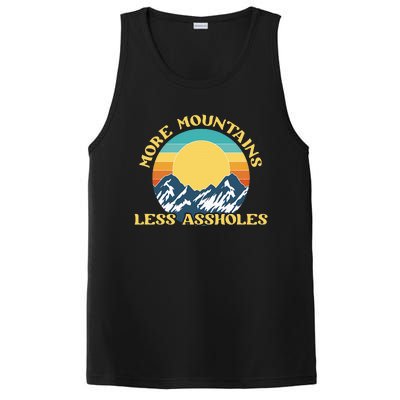 More Mountains Less Assholes Vintage Sunset Hiking Camping PosiCharge Competitor Tank