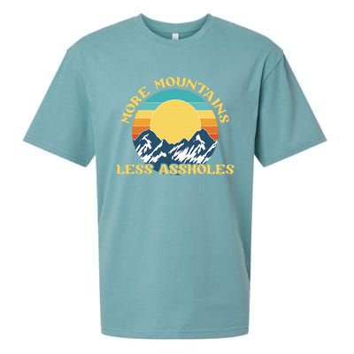 More Mountains Less Assholes Vintage Sunset Hiking Camping Sueded Cloud Jersey T-Shirt