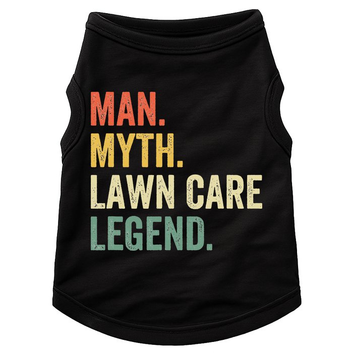 Man Myth Lawn Care Legend Funny Mowing Gardener Dad Retro Doggie Tank