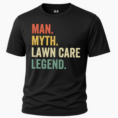 Man Myth Lawn Care Legend Funny Mowing Gardener Dad Retro Cooling Performance Crew T-Shirt