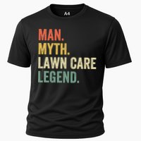 Man Myth Lawn Care Legend Funny Mowing Gardener Dad Retro Cooling Performance Crew T-Shirt
