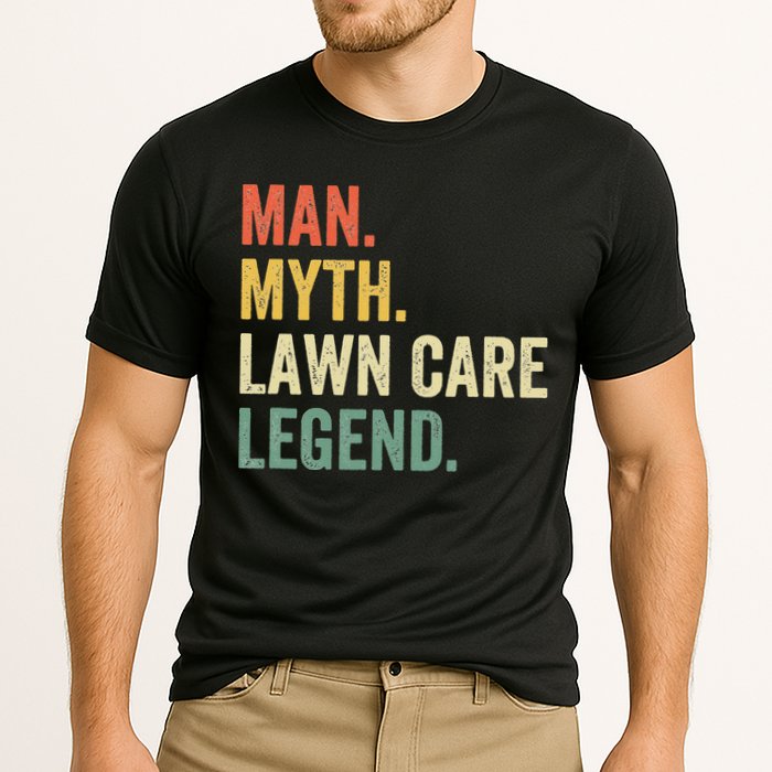 Man Myth Lawn Care Legend Funny Mowing Gardener Dad Retro Cooling Performance Crew T-Shirt