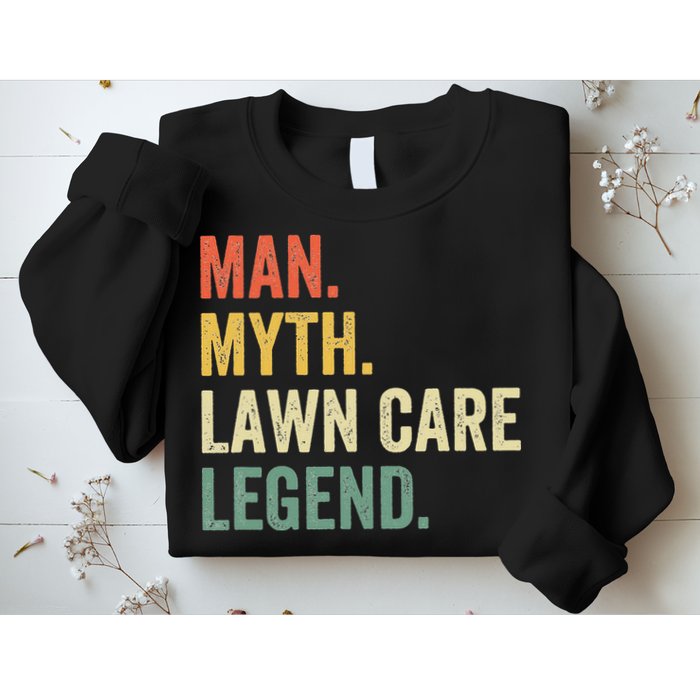Man Myth Lawn Care Legend Funny Mowing Gardener Dad Retro Sweatshirt