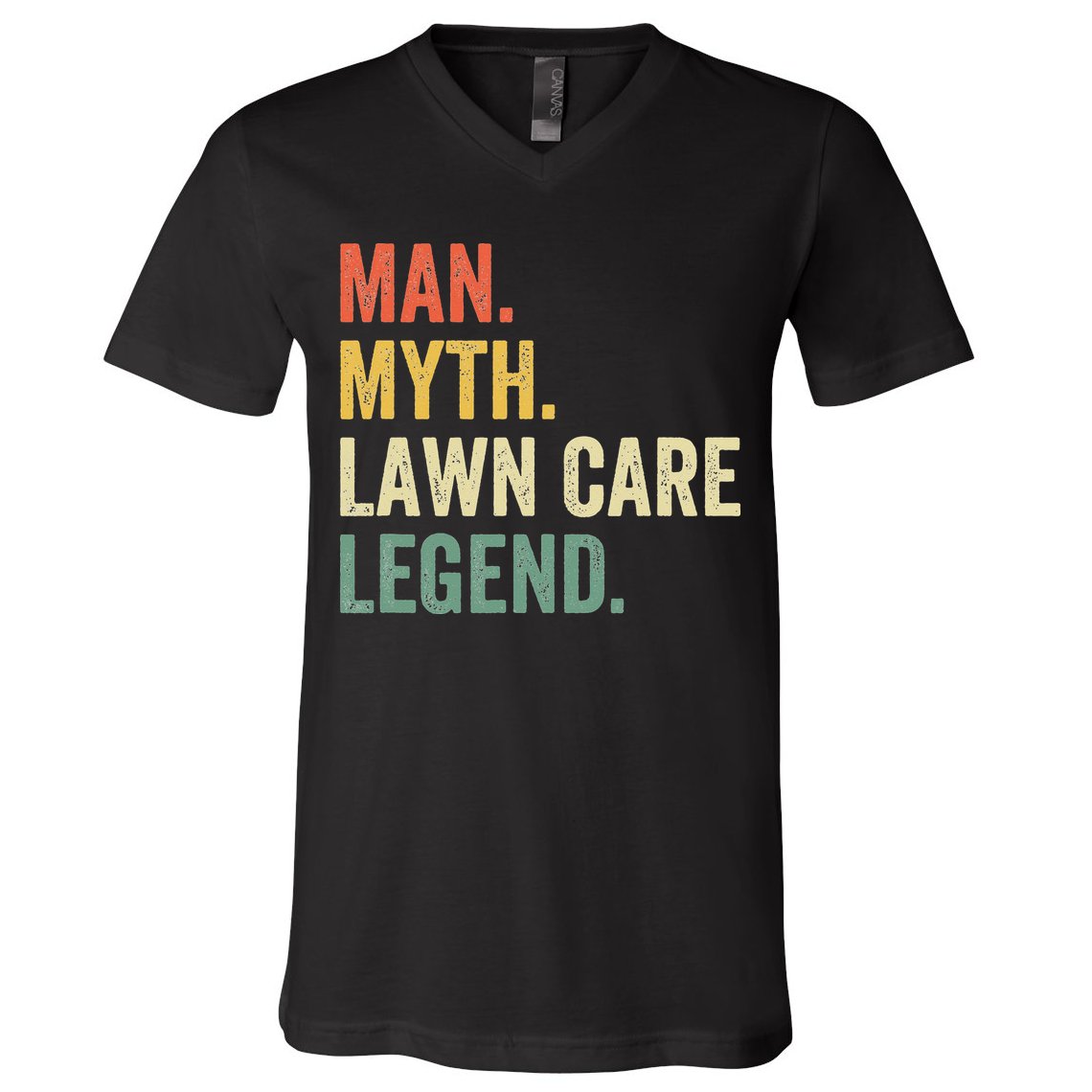 Man Myth Lawn Care Legend Funny Mowing Gardener Dad Retro V-Neck T-Shirt