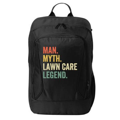 Man Myth Lawn Care Legend Funny Mowing Gardener Dad Retro City Backpack