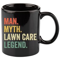 Man Myth Lawn Care Legend Funny Mowing Gardener Dad Retro 11oz C Handle Ceramic Mug