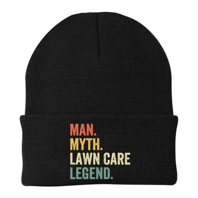 Man Myth Lawn Care Legend Funny Mowing Gardener Dad Retro Beanie