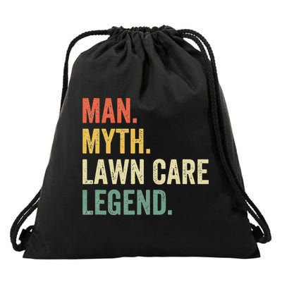Man Myth Lawn Care Legend Funny Mowing Gardener Dad Retro Drawstring Bag
